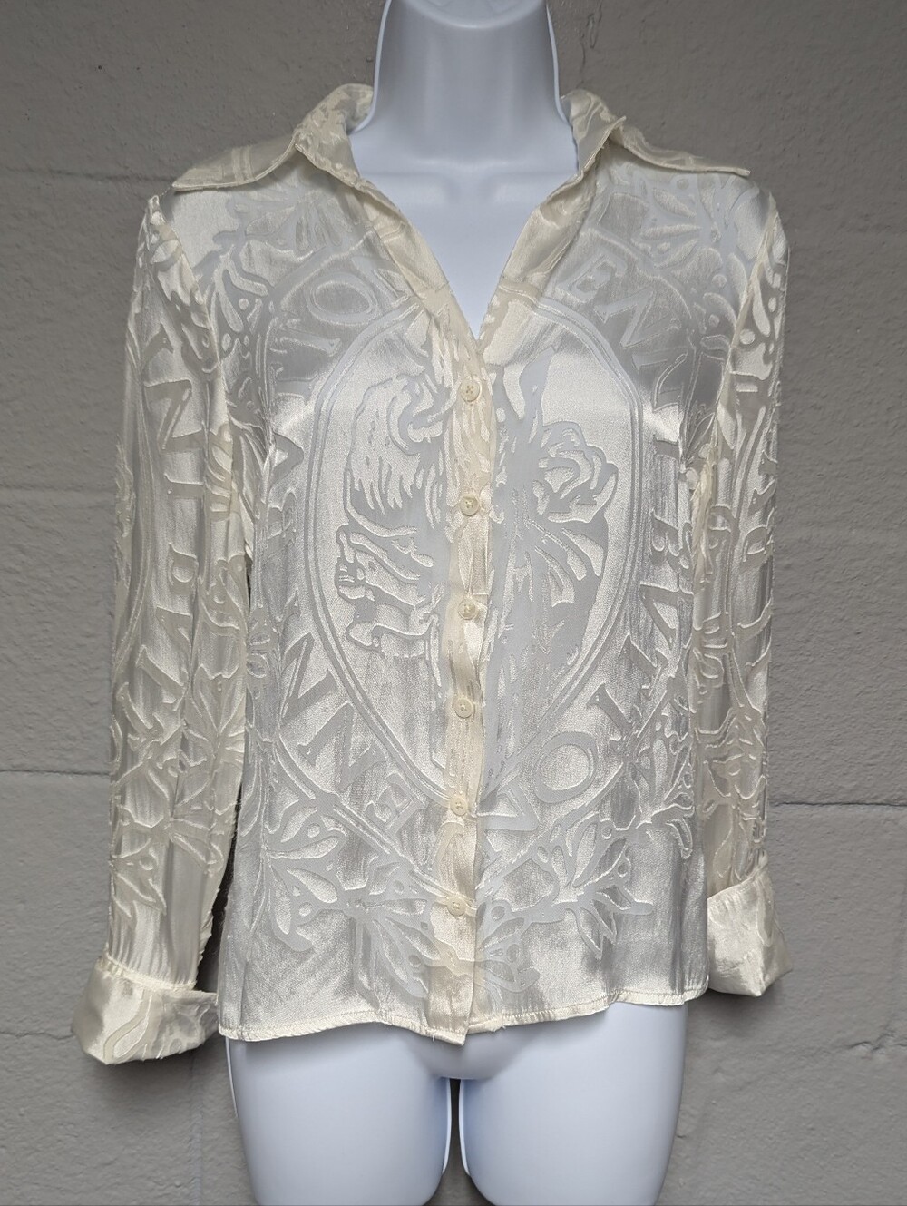 Jenni Button Silk Burnout Blouse Size 30 (US XS)